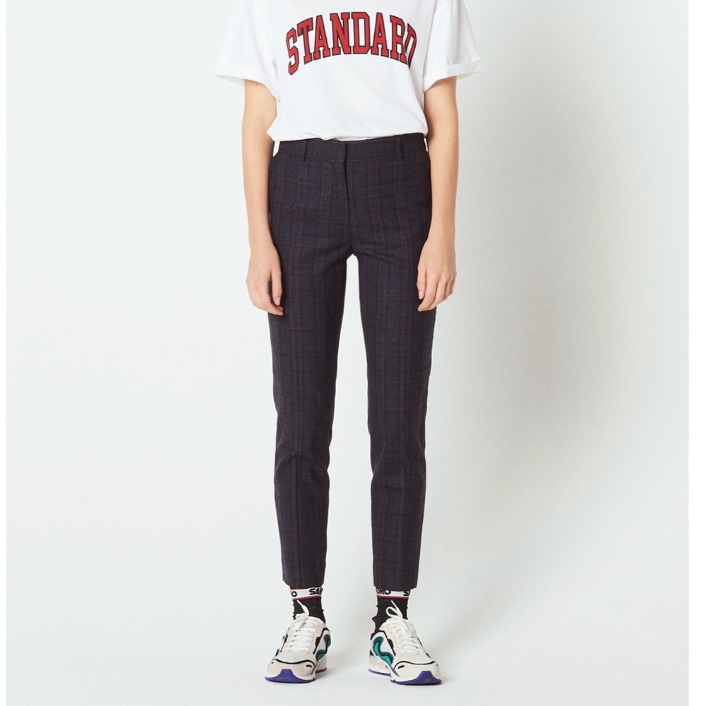 Sandro Plaid Cropped Tailored Trousers - FR 36